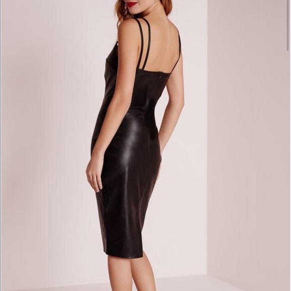 Missguided black faux leather cross strap dress - Picture 2 of 7